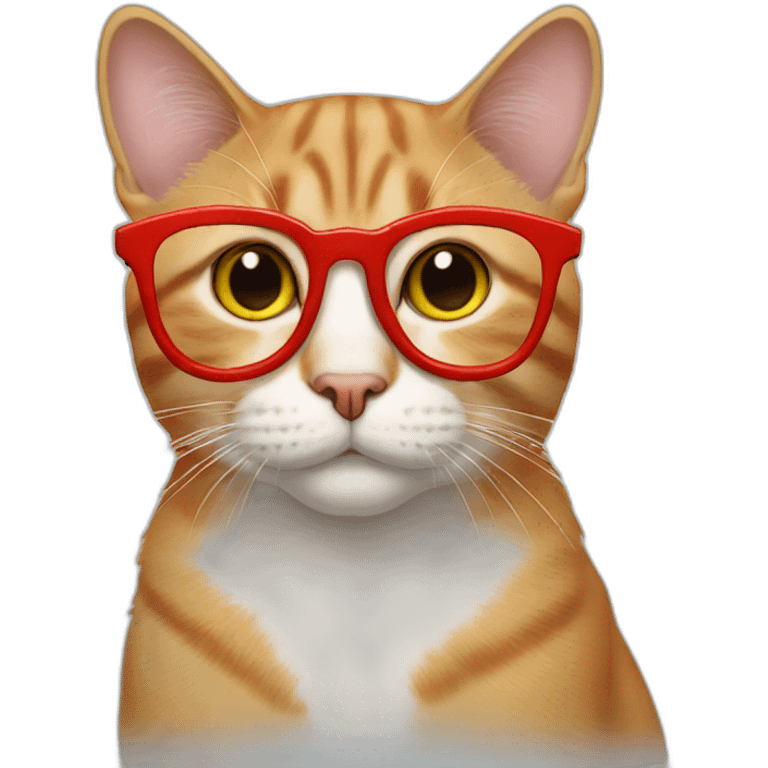 Cat with no ears and red glasses emoji