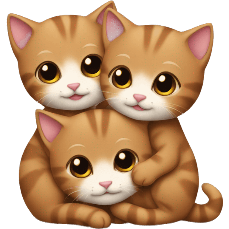 Brown kittens cuddling in love  emoji