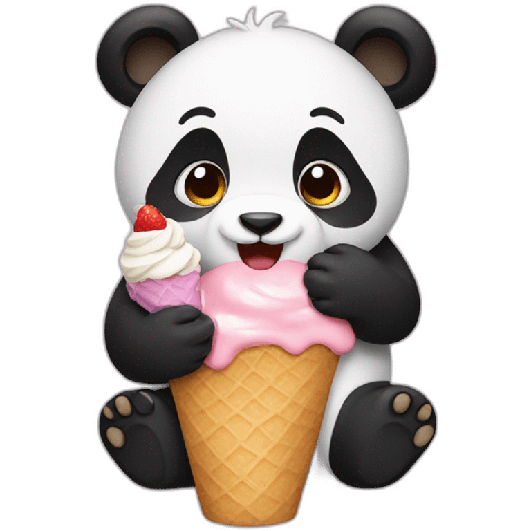 Panda eating ice cream emoji