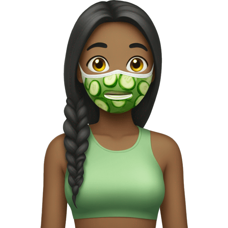 Girl whit mask from cucumbers emoji