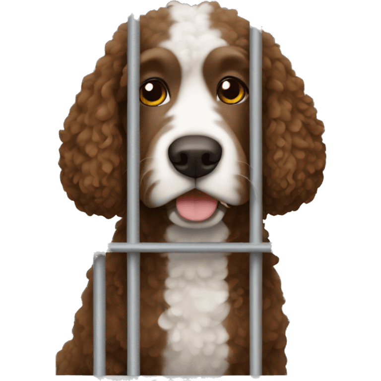 Brown Spanish water dog in jail emoji