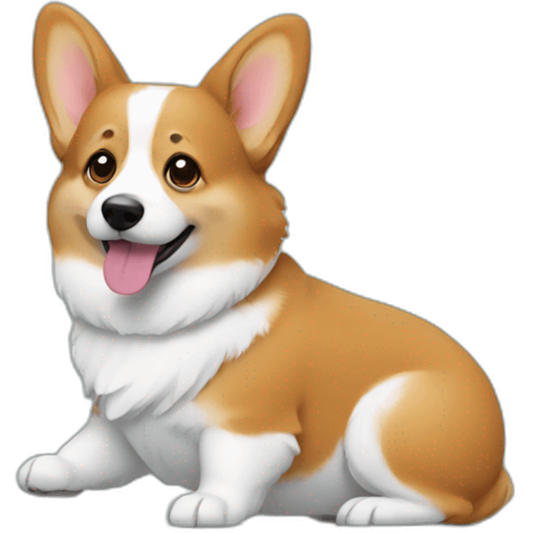 corgi with computer emoji