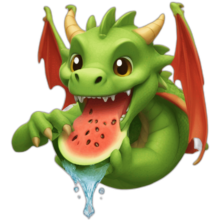 dragon eats watermalon emoji