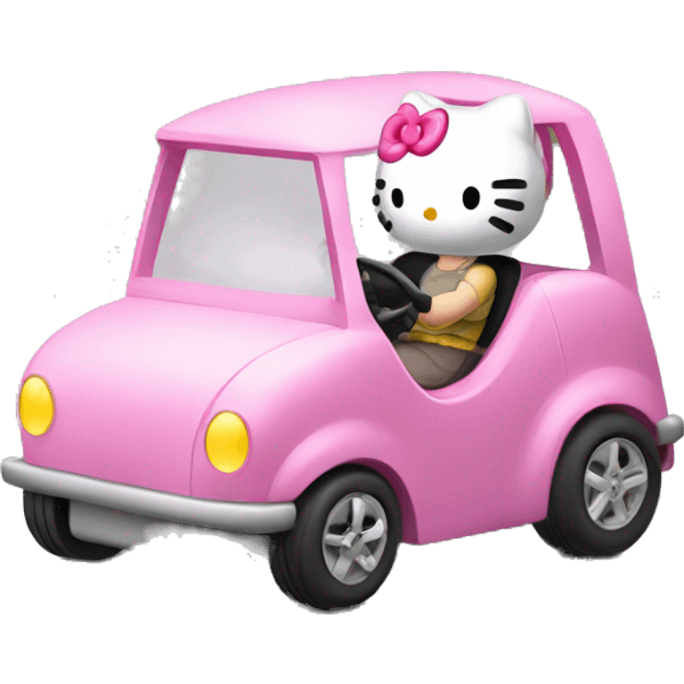 small hello kitty driving small pink car  emoji