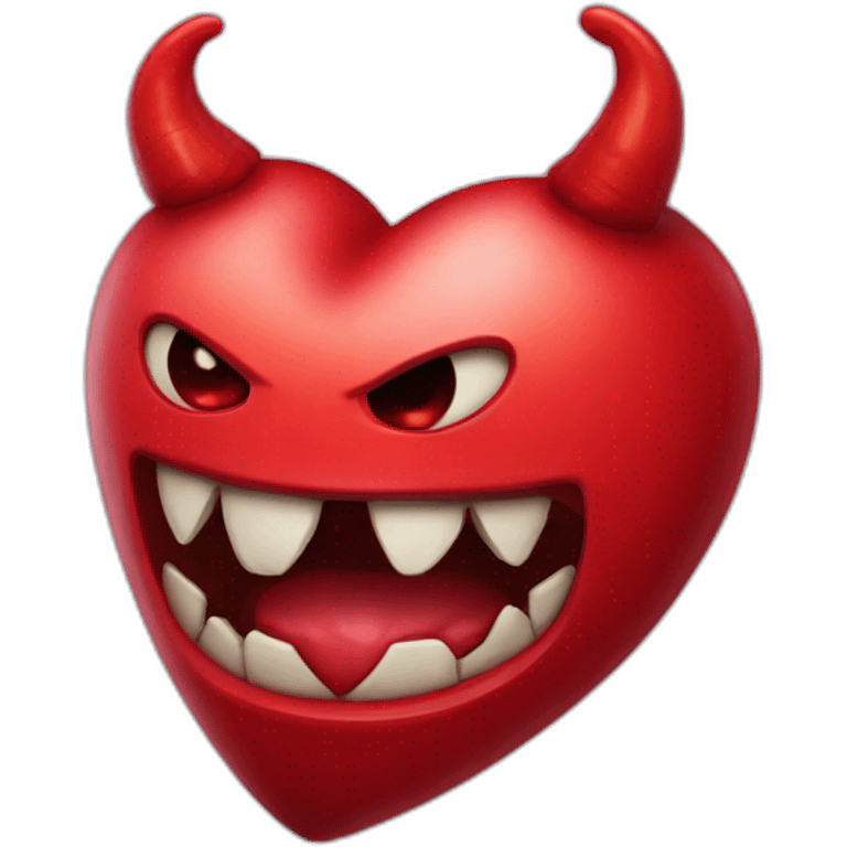 Red heart with scary monster mouth emoji