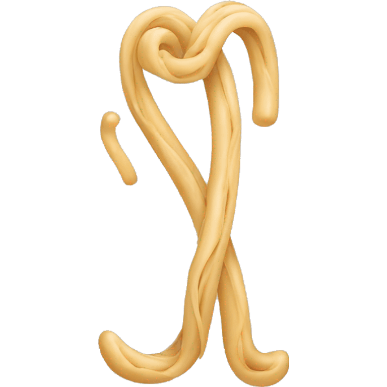 A long noodle with muscle arms and smiling face emoji