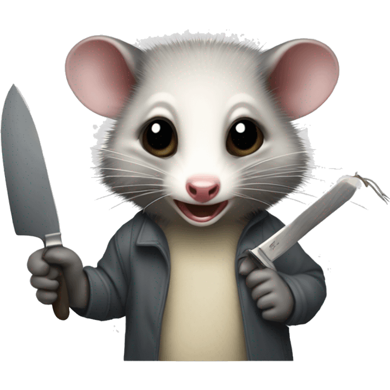 Realistic opossum holding a knife  emoji