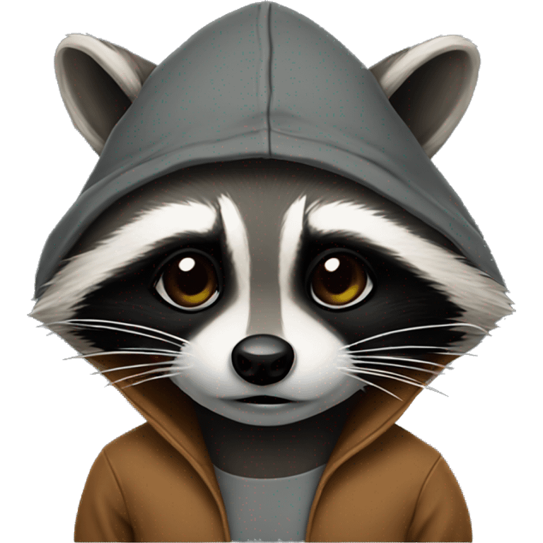 Raccoon smokin cigar with a hoodie emoji