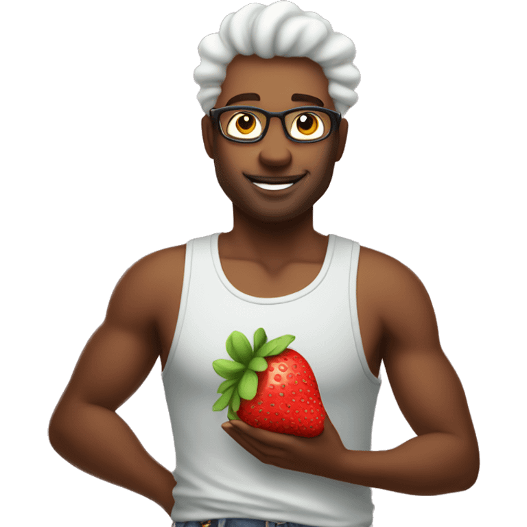 cloudwatching in tank top holding a strawberry emoji