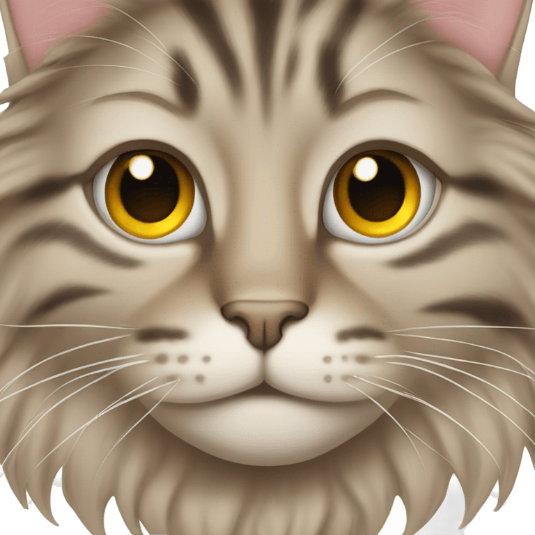 A tabby cat long haired face that has only one eye on the left emoji