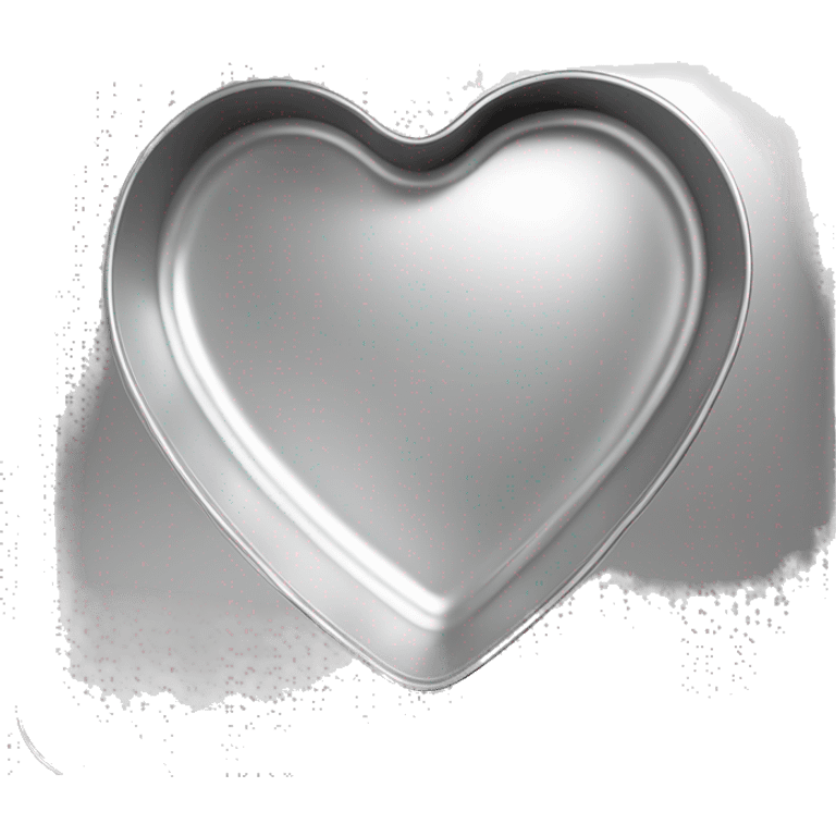 Realistic flat silver heart shaped cake pan laying flat on counter  emoji