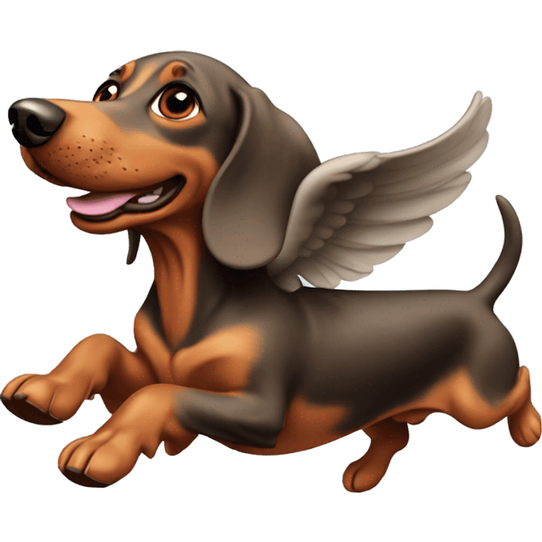 Dapple dachshund flying emoji