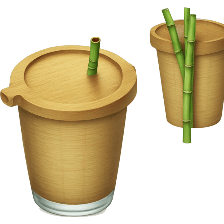 glass with bamboo lid and straw emoji