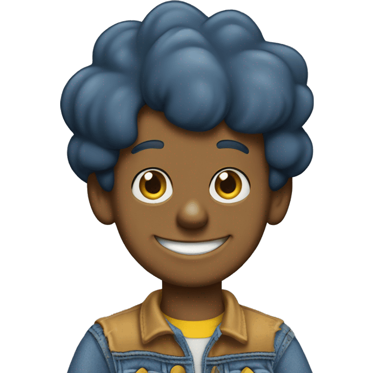 smiling boy in denim outfit. “The simpsons” like character  emoji