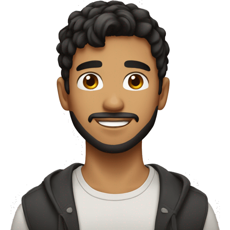 Brown 24 year old guy with black hair and short beard emoji