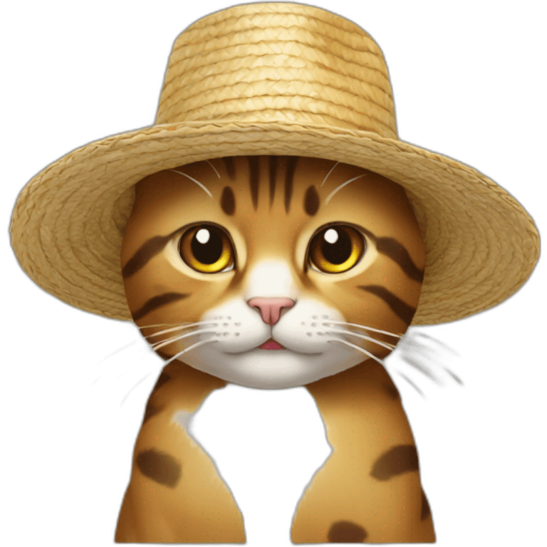 Cat with a straw hat One Piece emoji