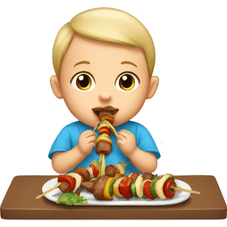 Baby boy eating kebabs  emoji