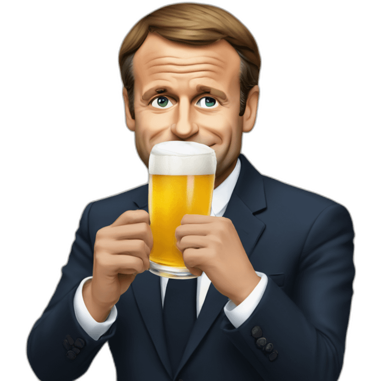 president macron drinking a beer emoji