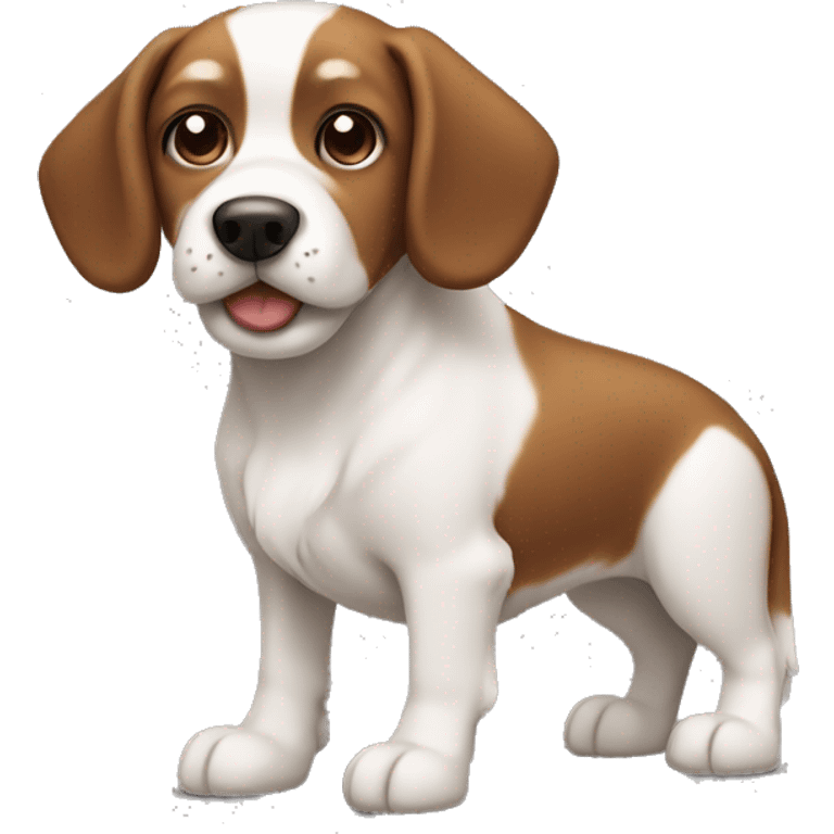 Small brown and white dog with short floppy ears and small nose emoji