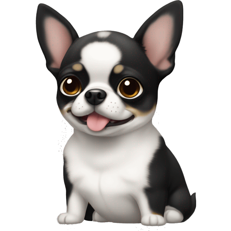 Black and mostly white chubby chiahuahua emoji