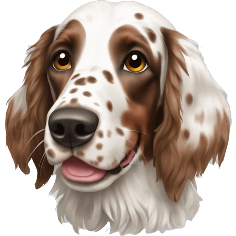 Happy White and Brown english setter  emoji