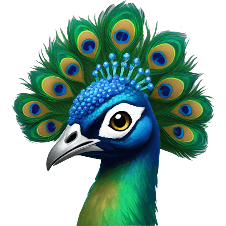 peacock wearing a crown emoji