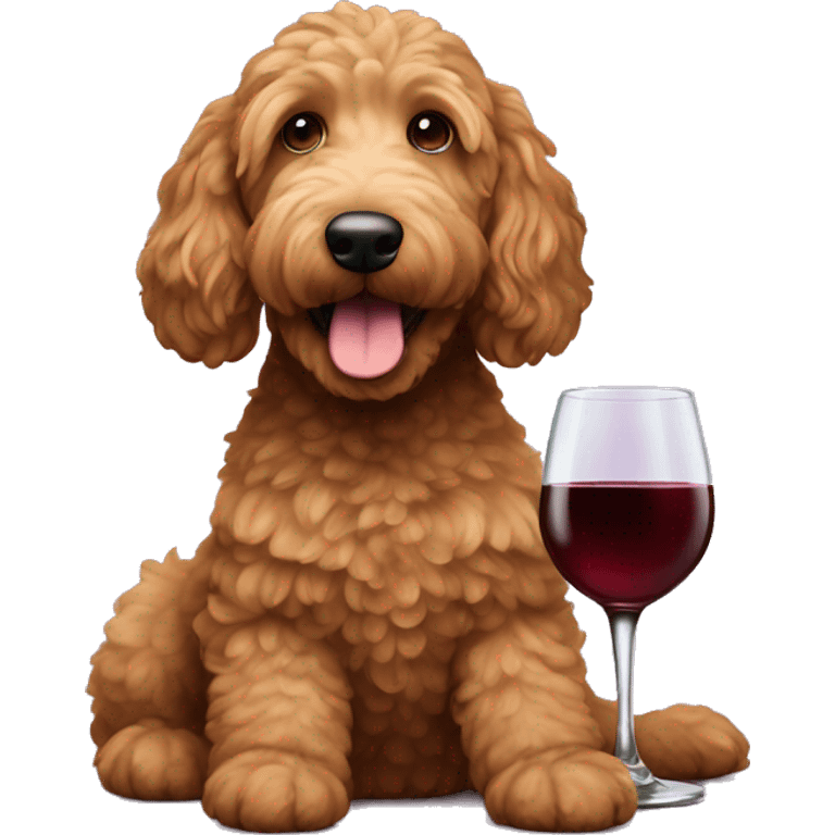 toasting wine brown golden doodle emoji