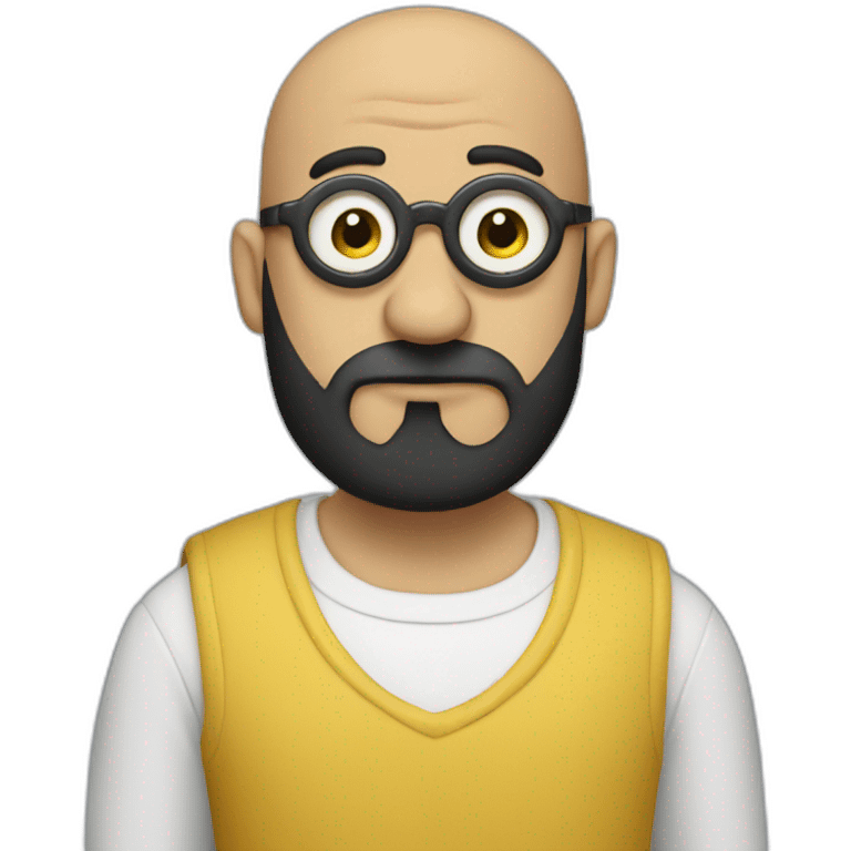 bald minion with black beard, no glasses emoji