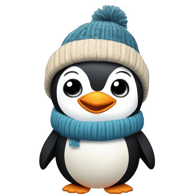 Penguin in sweater and hat emoji