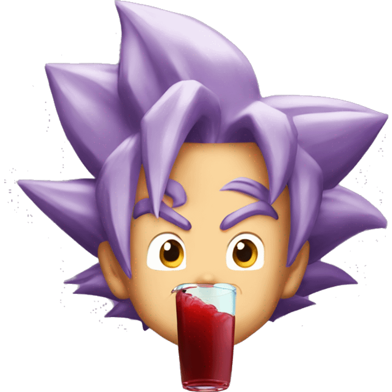 Super saiyan Goku drinking grape juice emoji