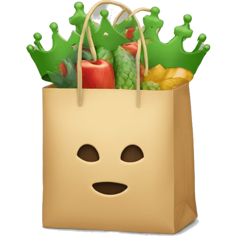 shopping bag with crown emoji