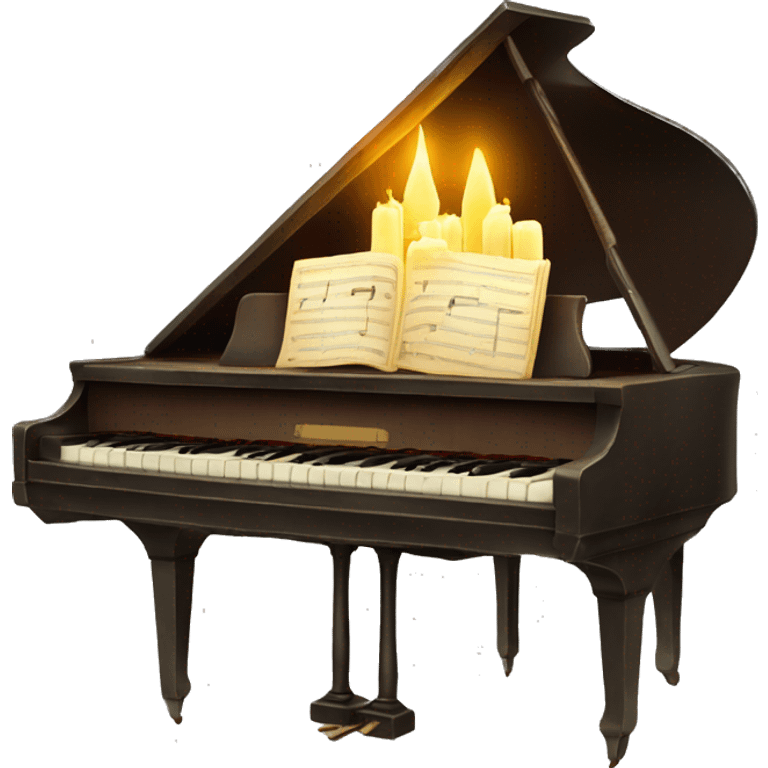 vintage piano with melted candles on top emoji