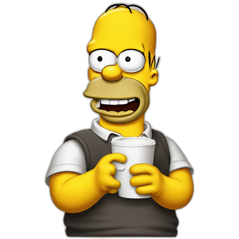 homer simpson holding a cup of coffee in one hand and a beer in the other emoji