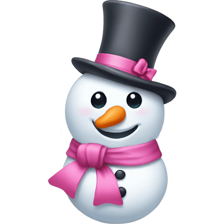 Cute snowman with pink bow emoji