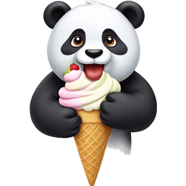 Panda eating ice cream emoji