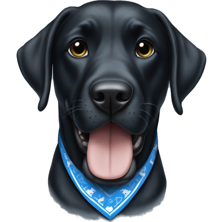 Large Black Lab dog in a Detroit Lions bandana  emoji