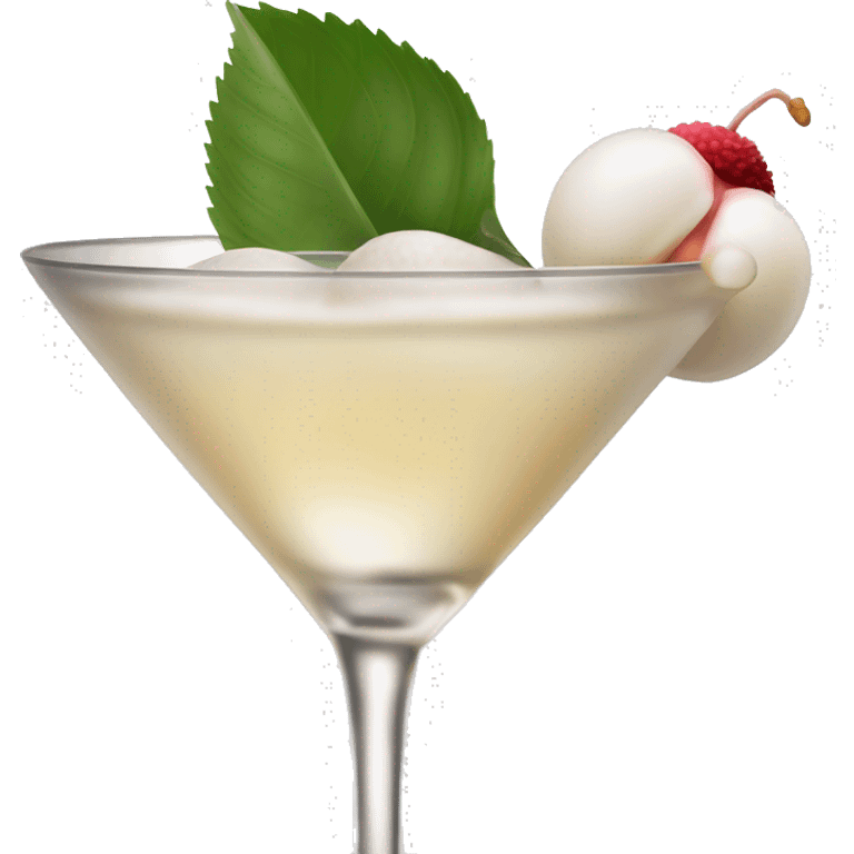 Lychee martini with 1 peeled lychee garnish emoji