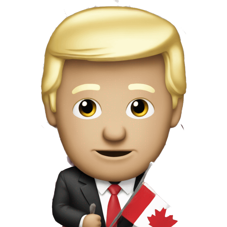 Trump holding Canadian flag emoji