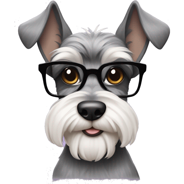 Schnauzer with white eyebrows glasses and cat ears emoji