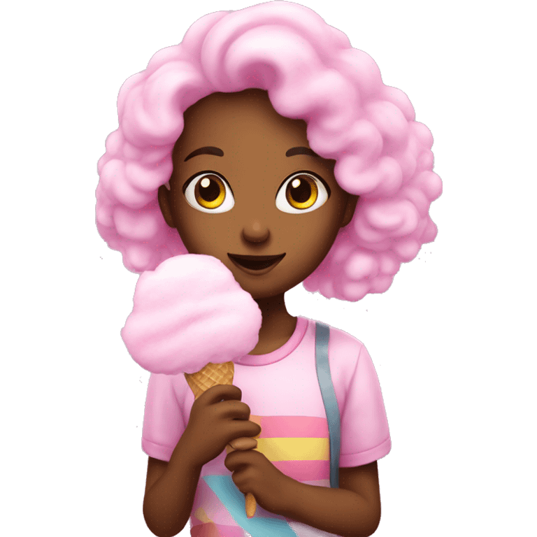 Girl eating cotton candy emoji