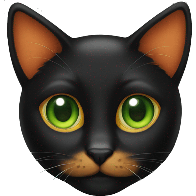 Black and orange cat with green eyes emoji