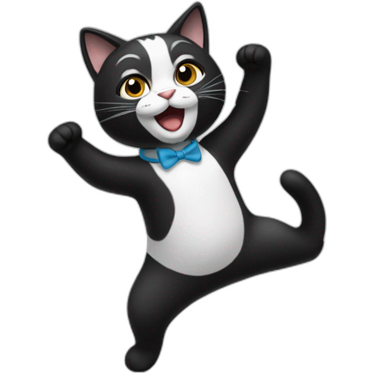 Black and white cat dancing emoji