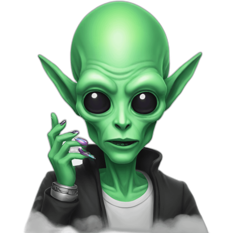 alien vape lord with manicure emoji