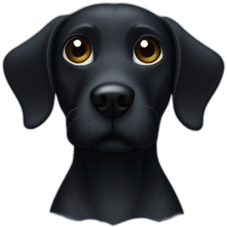 A black dog with a black muzzle with a white spot on his chest. With a long nose and floppy ears emoji