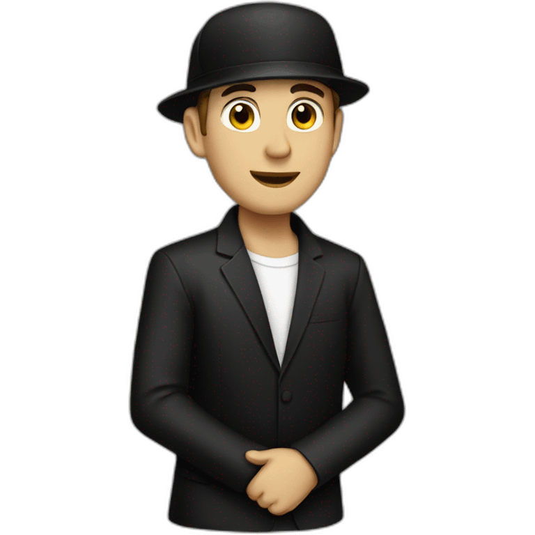 White man dj with black cap and black suit and black cap emoji