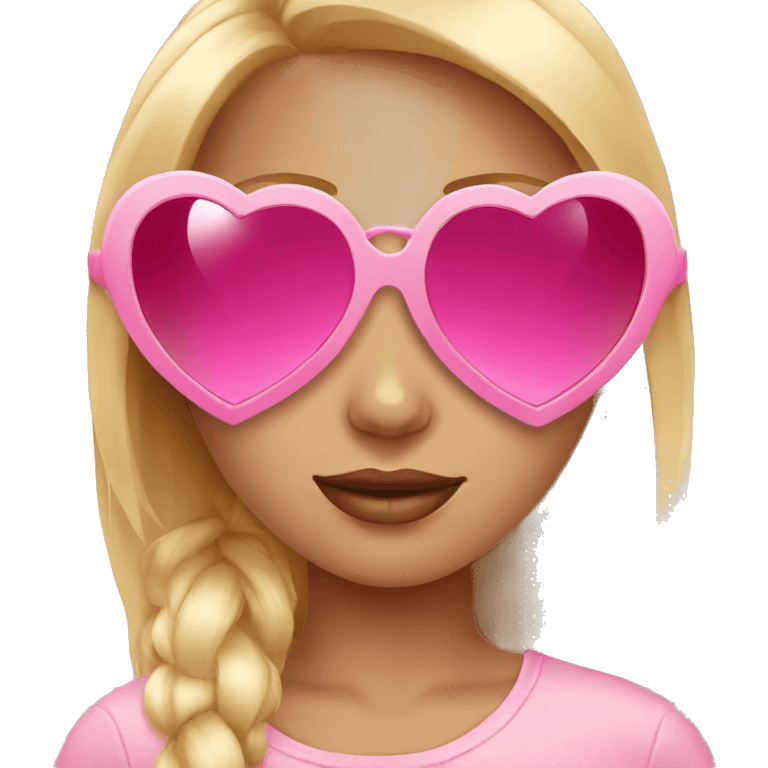 Blonde girl pink heart sunglasses  emoji