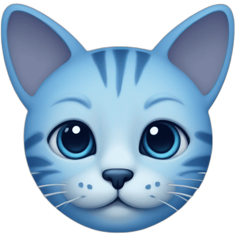 Blue simplistic sketch of a cute cat face emoji