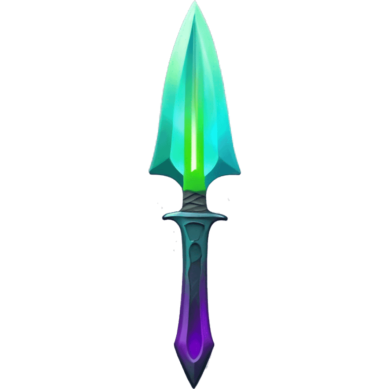 45° angle Aurora borealis purple teal lime green dagger knife sword emoji