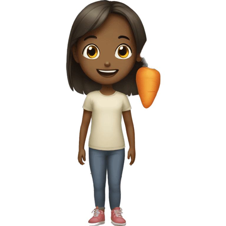 young girl  and carrot emoji