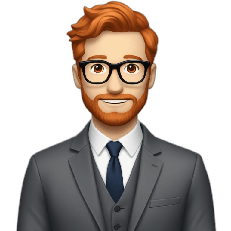 red hair white men with glasses and beard and a ralph lauren suit emoji